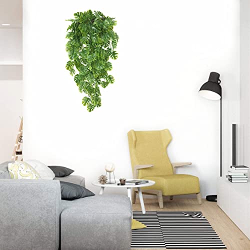 Artificial Vine, Turtle Leaf Fake Hanging Plants Plastic Leaf Ivy Greenery Garland Faux Vines Grass Flowers Leaves Home Garden Outdoor Indoor Party Wedding DIY Bedroom Wall Decor Decoration 2 Pack - color: Turtle Leaf Vine/ 2 Pack