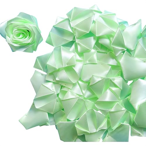 100 Pcs Pre-Assembled Eternal Rose Components, 100Pcs Satin Petals for DIY Forever Flowers, Perfect for Crafters & Florists (Green) - color: 100 Pcs Green