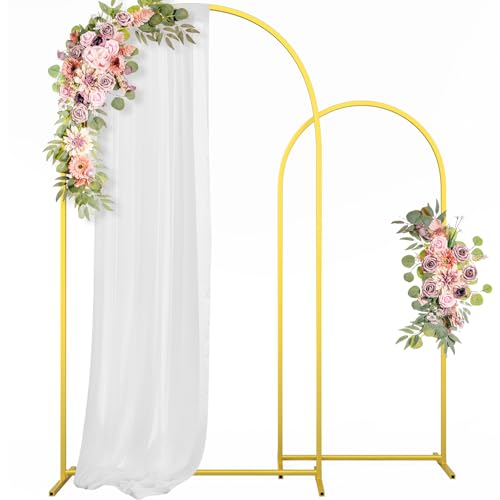 Metal Arch Backdrop Stand Wedding Arch frame Set of 2 (7.2FT,6FT) Gold Balloon Backdrop Arch Stand for Wedding Ceremony Birthday Party Baby Shower Graduation Ceremony Decoration - size: 7.2FT,6FT