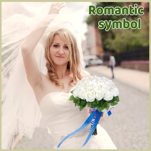 80Pcs White Roses Artificial Flowers Bulk, Velvet Silk White Roses Realistic Rose Fake White Flowers for Wedding Party Table Centerpieces Bridal Bouquets Home Decor (White) - color: White Rose-80
