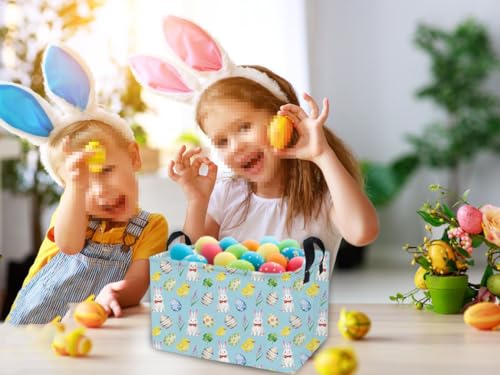 Essme Rectangular Easter Basket, Kids Storage bin Organizer with Handles for Easter Decor,Shelf Basket,Toy Organizer,Easter Baskets.(Blue Easter) - color: Blue cute Easter