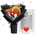 Graduation Crochet Flower Bouquet Set Includes Knitted Bear Knitted Sunflower Daisy Eucalyptus Greeting Card Gift Bag 2026 Black Flower Bouquet Graduation Gift - color: Black, style: Knitted Bear and Sunflowers