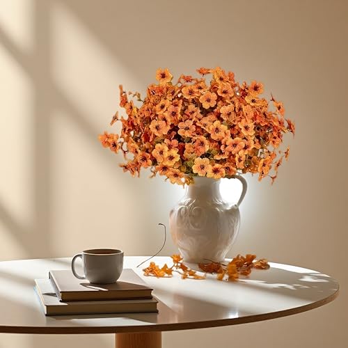 Artificial Fall Flowers for Outdoors - UV Resistant & Fade-Resistant Fake Flowers, 10 Bundles Orange Yellow Waterproof Faux Flowers for Garden, Yard, Patio, Wedding & Fall Decor - color: Yellow Orange