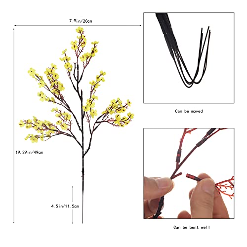 15PCS Artificial Baby Breath Flowers Fake Silk Real Touch DIY Floral Bouquets Decor Wedding Party Decoration Arrangements-Yellow - color: 15pcs-yeiiow