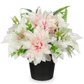 GnFlus Pink Artificial Flowers Small Fake Flowers in Vase Peonies Dahlia Tiger Lily Potted Silk Flower Arrangements Faux Plants & Flowers Home Bathroom Kitchen Table Centerpieces Desk Decor - color: Pink