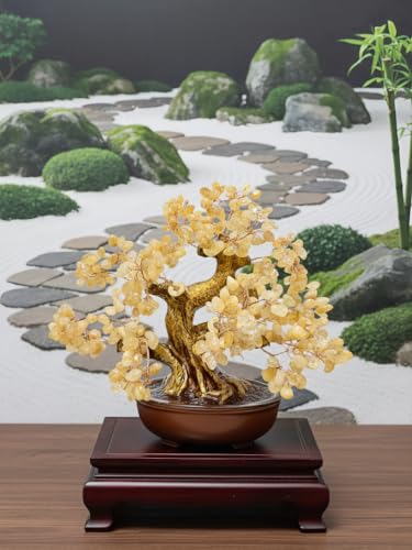Feng Shui Crystal Money Tree of Life, Artificial Plants Made in uv Resin,Bonsai Tree.Diamond Art Tree of Life,Home Decor,Art Supplies. Gfit for Women,Man.(Yellow Treasure Tree) - color: Yellow Treasure Tree