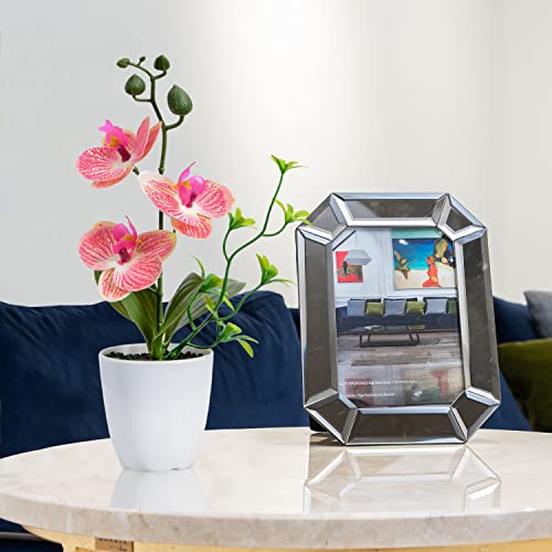 XONOR 4Pcs Artificial Orchid Flowers Mini Potted Orchid Flowers Fake Orchids with Plastic Vase for Home Office Wedding Table Centerpiece Decoration (Purple&Red) - color: Purple&red