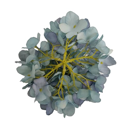 7.1'' Blue Hydrangea Artificial Flowers,10Pcs Artificial Silk Hydrangea Heads,81 Petals Faux Hydrangea Flowers Heads with Stems for Home Wedding Baby Shower Decor(Blue) - color: Blue