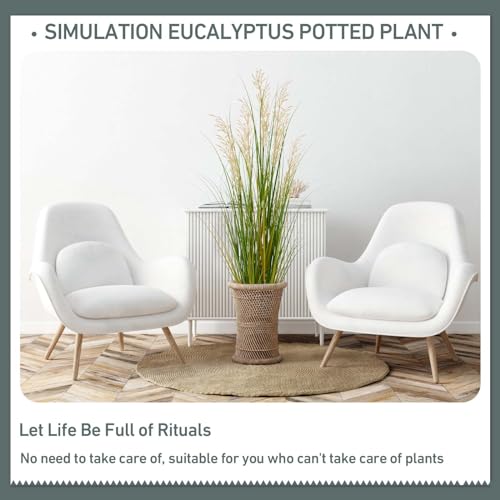 Artificial Plant, 47in Tall, 2pk Grass, Faux House Plants in Pot, Indoor Decorative Flowers &Greenery for Home and Office, Ideal Housewarming Gift