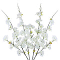 Artificial Flowers Cherry Blossom Branches Fake Flowers,White Silk Peach Flowers Bulk Faux Spring Branches Arrangement Fake Cherry Flowers Stems 4Pcs for Indoor Outdoor Table Vase Deco - color: White