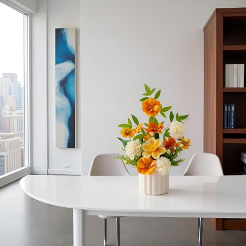 Artificial Fall Flower in Vase Silk Hydrangeas Flowers,Faux Flower Arrangement Suitable for Home Office Decoration, Dining Table Centerpiece - color: Autumn