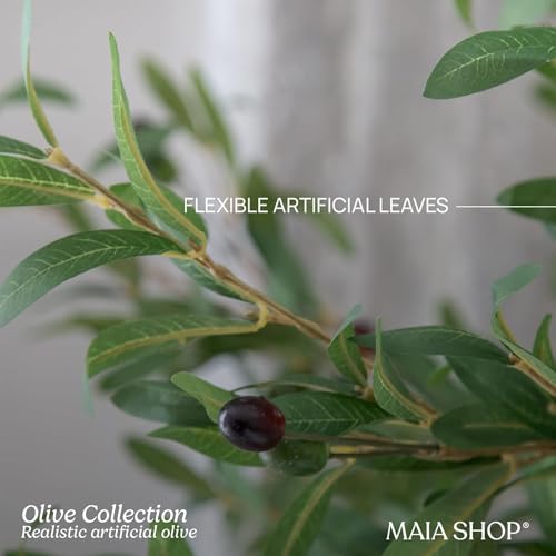 Maia Shop 5ft Artificial Olive Tree Plant for House, Apartment or Office – Realistic Fake Indoor Plants for Living Room, Kitchen, Bedroom, Entryway or Bathroom – Faux Greenery for Home Décor - color: Olive, size: 5ft