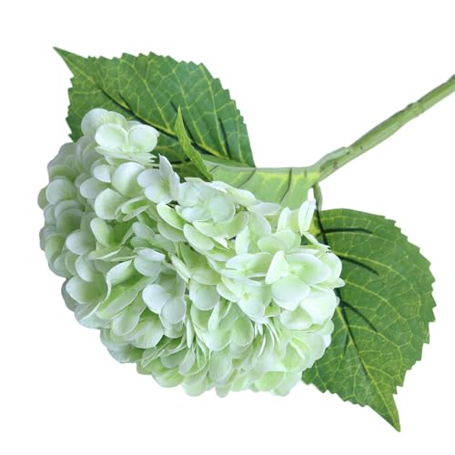 Green Hydrangea Artificial Flowers - High-End 22.5cm Oversized Heads (4pcs) | Real-Touch Design | Perfect for Christmas, Weddings, Home Decor, Parties & Outdoor Use (Light Green) - color: Light Green