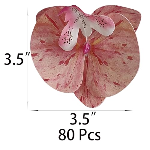 Fake Pink Orchids Artificial Flowers Heads, 3.5''Fake Orchid Heads for Wedding Floral Bouquet Decor DIY Craft Making Bridal Shower Photography Props (80, Pink) - color: Pink