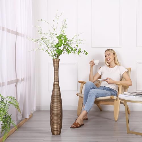 Leewadee Decorative Tall Floor Vase for Living Room Decor, 34 inches, Gold, Resin - color: Gold, size: 34 inches