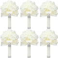 Jutom 10 Pack Wedding Bouquets for Bride Roses Bridesmaid Bouquet Bridal Bouquet Flowers Wedding Hand Holding Bouquet with Diamond Soft Ribbons for Engagement Bridal Shower Church Party (Cream) - color: Cream