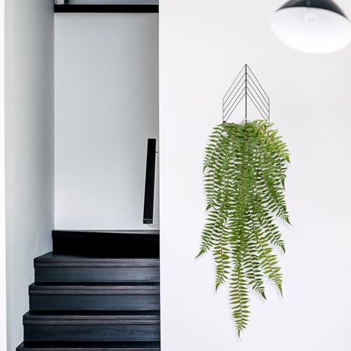 Hollyone Artificial Fern Hanging Plants Potted Fake Boston Ferns Ivy Vines Hanging Wall Plants Realistic Faux Ferns Greenery Plants for Wall Outdoors Indoors Home Office Garden Patio Decorations - color: Green 4