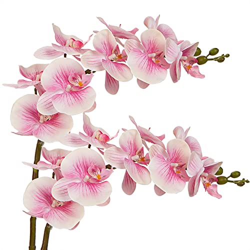 DILATATA 31.5" Faux Orchid Real Touch Signal Stem Phalaenopsis Orchid Spray with 9 Large Flowers for Home Arrangement, Artificial Flowers for Home Decor, Office House Decoration- Pink Orchid 2 Pcs - color: Pink #19
