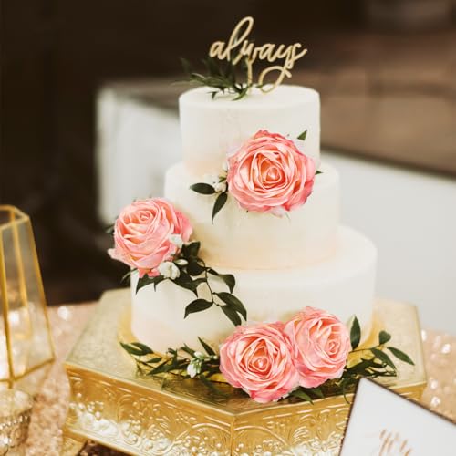 IPOPU 10PCS Roses Artificial Flowers Silk Flowers with Long Stem Fake Roses for Valentine's Day Wedding Bridal Bouquets Floral Arrangement Table Centerpieces Home Decoration(Peach) - color: Peach