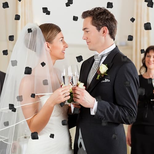SITUMEIZI 3000PCS Black Rose Petals for Romantic Night for Her Set Flowers Wedding Party Decoration Marriage Proposals Decor Petals Fake Rose Artificial Silk Rose Petals Halloween - color: Black, size: 3000