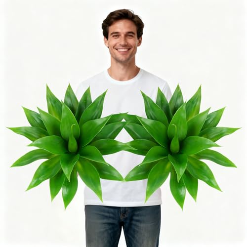 Artificial Agave Faux Agave Fake Greenery 18In Outdoor Artificial Plant Fake Plant for Indoor Home Decoration Plastic Plant Outdoor Decoration Front Porch Decor Simulation Tree 2Pack(Green) - color: 18"green