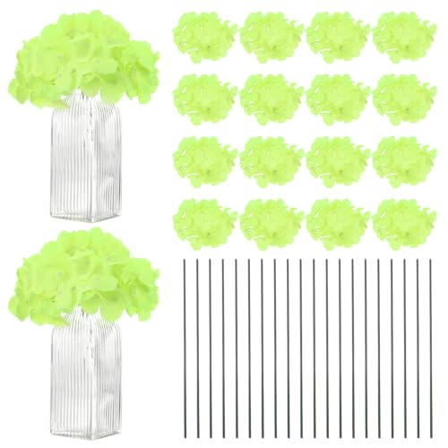 M METERXITY 66-Pack Silk Hydrangea Flowers, Artificial Flowers Heads with 66pcs Stems, Full Hydrangea Flowers for Home Decor/Wedding/Christmas/DIY/Party/Garden [Grass Green] - color: Grass Green