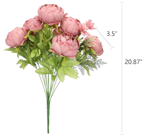 Duovlo Artificial Peony Silk Flowers Fake Flowers Vintage Wedding Home Decoration,Pack of 1 (Rosy Brown) - color: Rosy Brown