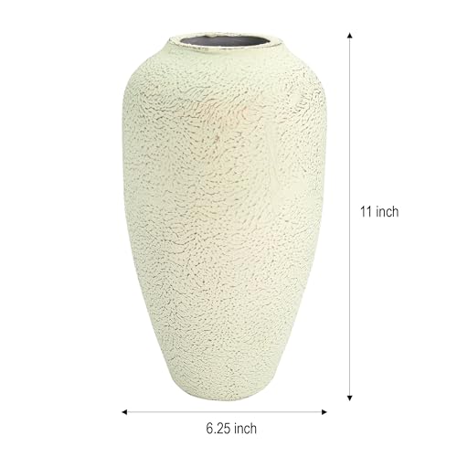 Hosley Metal Vase for Home Decor-Light Green with Gold Brushing, Farmhouse Vase with Elegant Design for Living Room, Home, or Office, 11-Inch Tall, for Housewarming - color: Light Green With Gold Brushing