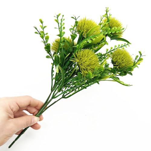 PASYOU Artificial Dandelion Flowers, Fake Dandelions Plastic Plants Faux Realistic Plant for Outdoor Indoor Home Garden Kitchen Bedroom Wedding Party Vase Planter Filler DIY Decorations Green 4 Pack - color: Dandelions - Green 4 Pack