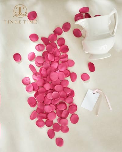 TINGE TIME 200pcs Silk Rose Petals Hot Pink Flower Petals for Wedding, Flower Girl Basket, Aisle Runner, Romantic Dinner Centerpieces, Proposal, Party Confetti - color: Hot Pink