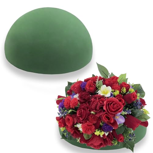 TS-MAYKA 2 Pcs Floral Foam Half Balls 5.5"W x 2.76"H, Green Round Styrofoam Half Sphere for Fresh and Artificial Flower Arrangements, Dry Wet Flower Foam Blocks for Craft, Party, Home Decor (5.51″)