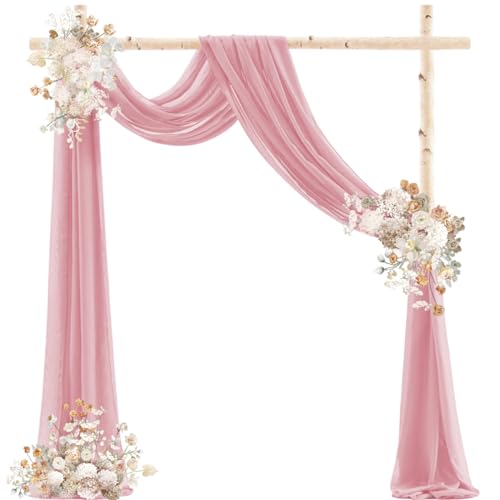 DeZerlor Wedding Arch Draping Fabric 29" x 20 FT Drapes for Backdrop Sheer Curtains for Romantic Bridal Baby Shower Decorations Ceremony Birthday Party Outdoor Events, Dusty Rose - color: Dusty Rose
