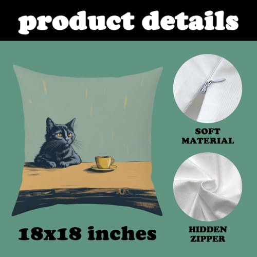 Fokongna Healed Cat Throw Pillow Covers 18 x 18 Home Decor, Art Deco Pillowcase Cushion Cover for Bed Sofa Living Room, Indoor and Outdoor use - color: Healed Cat