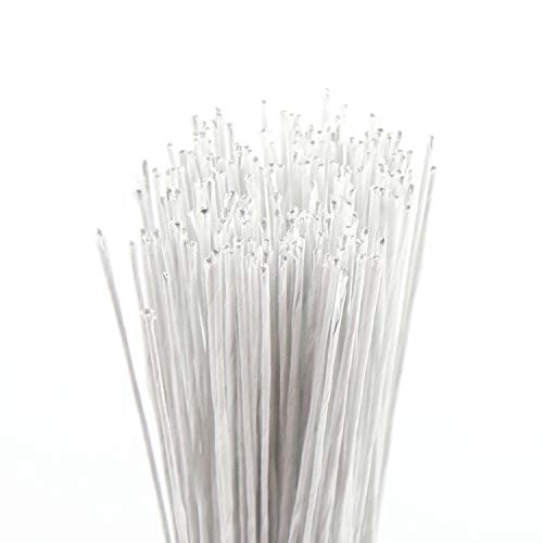 CCINEE 24 Gauge White Floral Wire Stem for Flower Arrangement Craft Supply,16 Inch,200PCS - color: #24 White