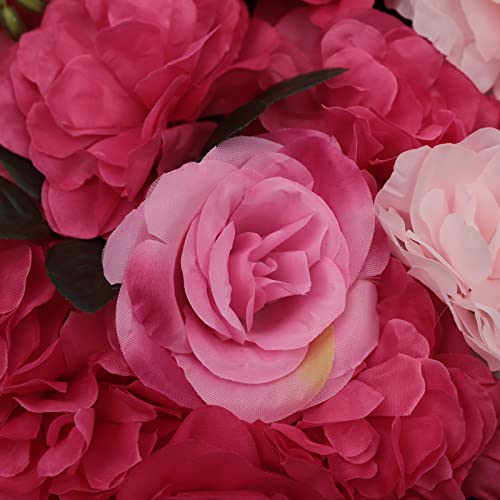 12 Pcs Artificial Flower Wall Panels Silk Dahlia Rose 3D Faux Flower Backdrop Panels Background Decorative for Wedding Celebrations Festive Party Home, 23.62 * 15.74in (Red) - color: Red
