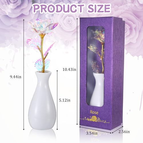 Roses Artificial Flowers for Her Wife Mother's Day, Rainbow Flower Birthday Gifts for Mom Grandma, Eternal Rose Women Great Grandma - color: Rainbow