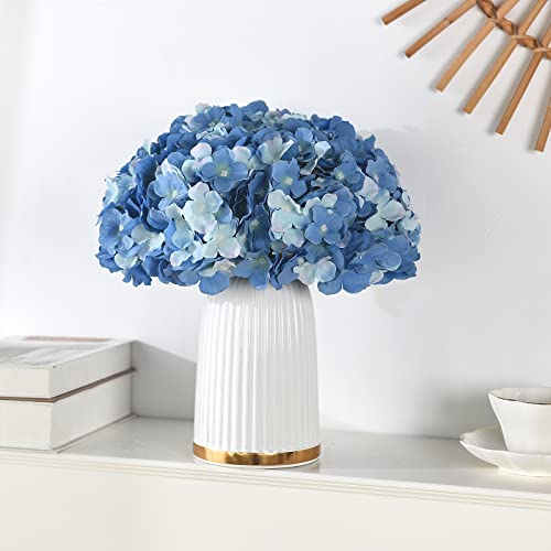 Silk Hydrangea Heads with Stems Artificial Flowers Heads for Home Wedding Decor,Pack of 10 (Sky Blue) - color: Sky Blue