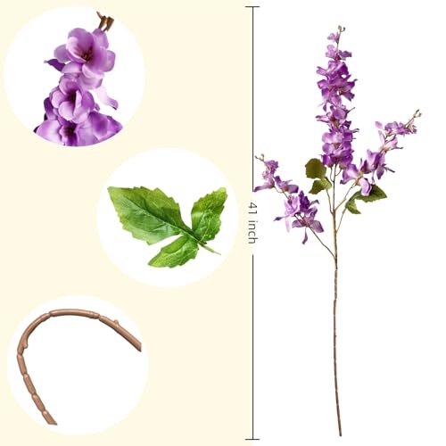6PCS Dark Purple Delphinium Artificial Flowers Espigas para Jarrones Fake White Flowers Tall Flowers for Floor Vase Flowers for Tall Vase Floral Arrangements Home Table Wedding Decor - color: Dark Purple