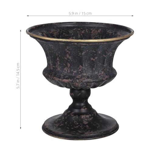 SEWACC Flower Vase Iron Flower Pot Vintage Urn Planter Floral Arrangement Pot for Home Office Window - color: Black