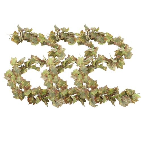 6.56ft 3pcs Artificial Grape Leaf Garland, Autumn Artificial Fake Grapes Vines, Hanging Plant Grape Vines Decor for Home Wedding Party, Garland Decoration, Photo Wall Display - color: Green and Yellow-3pcs (No Grapes)