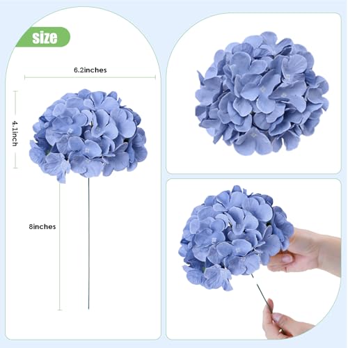 AVIVIHO 65pcs Fake Flowers Dusty Blue Hydrangea Artificial Flowers Bulk (Not Squished, No Steaming Need) Silk Flowers with Stems for Wedding Decor,Home,Baby Shower,Table Centerpieces Decoration - color: Dusty Blue, size: Medium