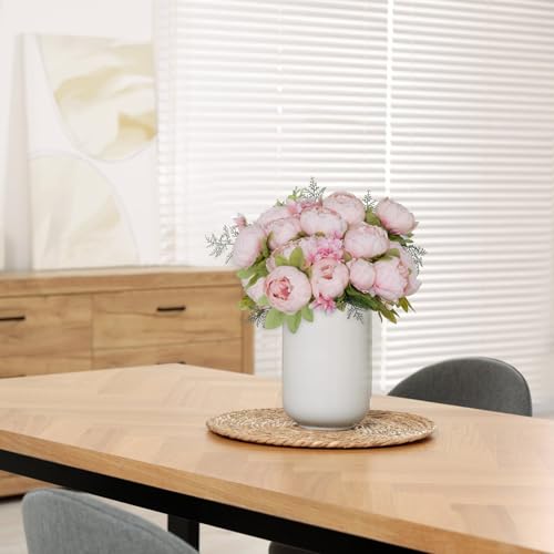 Mkono Peonies Artificial Flowers, 2 Packs 13 Stems Faux Peony Flowers Real Touch Fake Silk Bouquet for Arrangements Dining Table Centerpieces for Kitchen Bridal Wedding Party (2, Spring Light Pink) - color: Spring Light Pink
