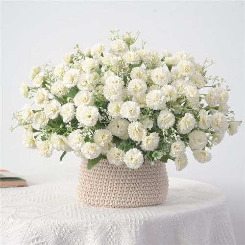 5 Forks 20 Artificial Flower Small Lilac Bouquet Fake Flowers,White - color: White