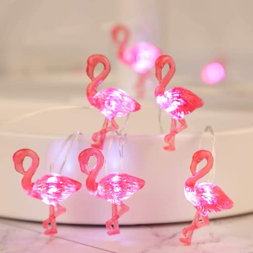Pink Flamingo String Lights Battery Operated with Remote Fairy Lights 10ft 30LEDs USB Plug in Summer Tropic Themed Flamingo Decor Lights for Home Party Gifts Decorations - style: Flamingo