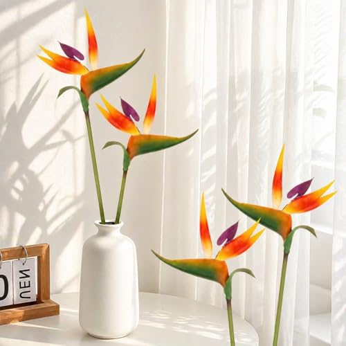 RAINFLOW Bird of Paradise Artificial Plant - 2PCS 24" UV Resistant Artificial Outdoor Plants Birds of Paradise Plant Artificial Giant Flowers for Decoration Hawaiian Party Hawaiian Flowers(Yellow) - color: Yellow