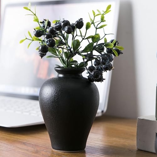 Black Bud Vases, Ceramic Small Vase Set of 5, Mini Vases for Fresh and Dried Flowers, Modern Home Decor, Pottery Centerpiece Table Decorations - color: Black - 5 Pcs