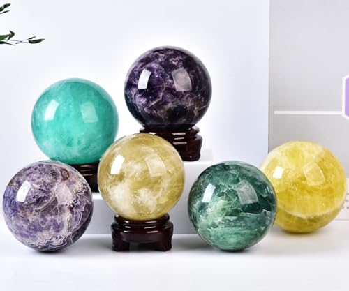 Large Dream Amethyst Crystal Ball with Stand Healing Crystals Sphere for Meditation, Divination, Witchcraft 110-120mm/4.3-4.7" - color: Dream Amethyst, size: 4.3 - 4.7 inches