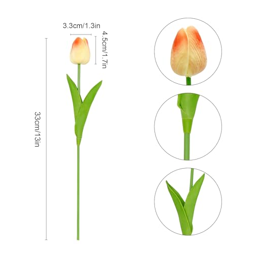 36 Pcs Tulips Artificial Flowers, 13 Inches Real Touch PU Fake Tulips for Wedding Bouquets, Home Decor - color: Champagne