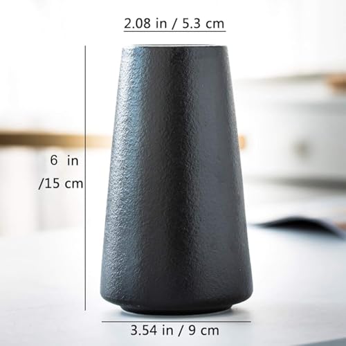 Matte Black Vase - Black Flower vase, 6" Small Simple Modern Ceramic Vases for Flower/Pampas Grass, Minimalist Farmhouse Boho Vase for Centerpieces, Home Decor, Bathroom Decor - color: Solid Black, size: Small