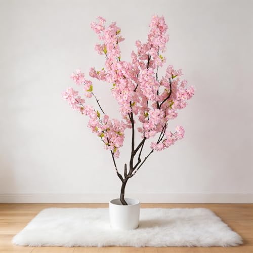 7.2ft Artificial Cherry Blossom Tree for Indoor Decor,Nearly Nature Pink Silk Flowers Fake Tree Tall,Realistic Faux Cherry Plant Tree for Christmas New Year Decor - color: Pink-ap20